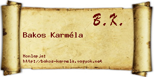 Bakos Karméla névjegykártya